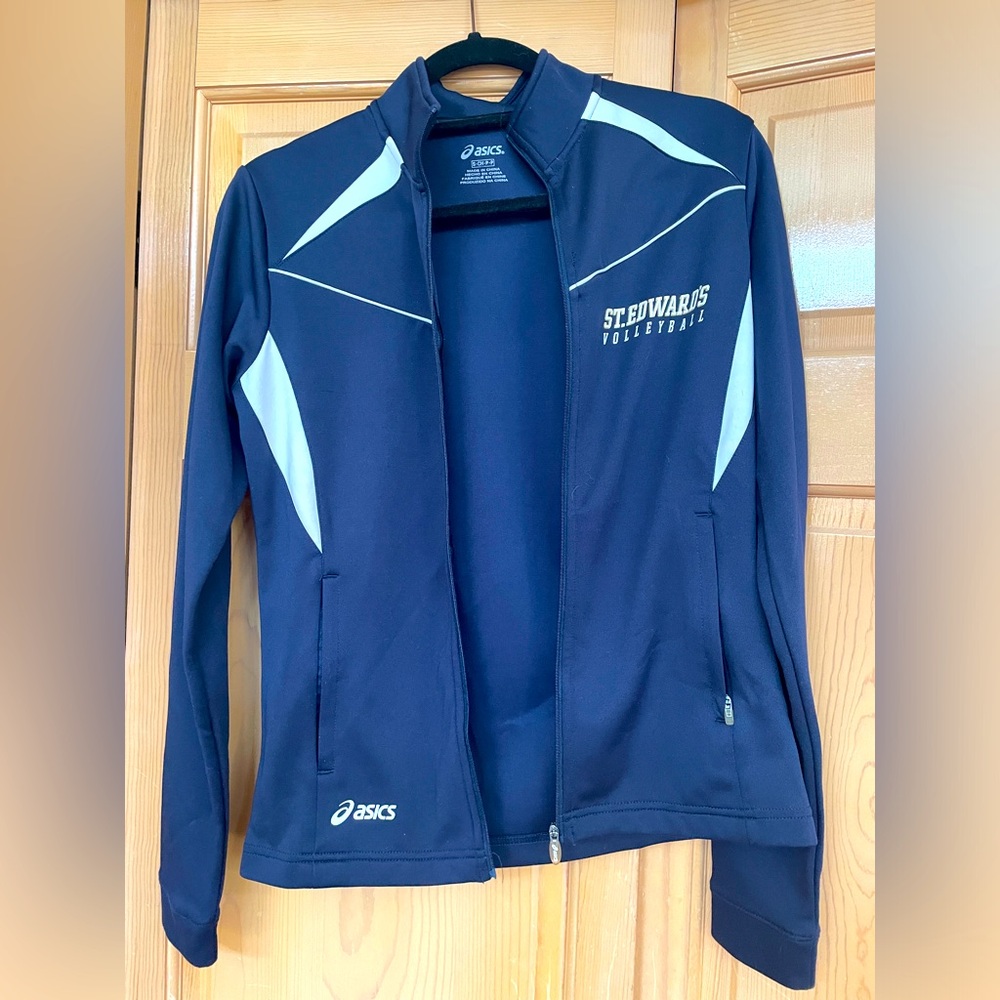 Asics track zip up sport jacket Sz S St. Edwards Volleyball